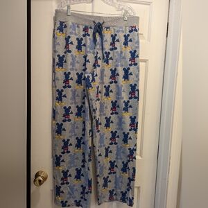 Disney Brand Women's Mickey Mouse Gray Blue Mickey Design Lounge Pants Sz L *EUC